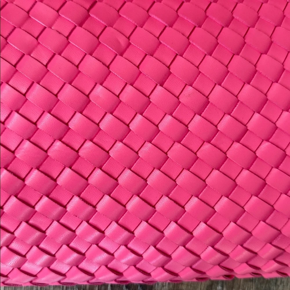 Pink Woven Tote and Pouch Set